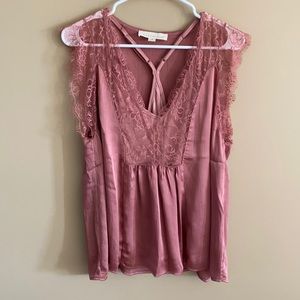 Lovestitch pink lace top - NWOT
